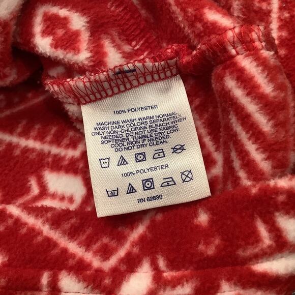 Lands’ End Fair Isle Snowflake Quarter Zip Fleece Pullover Lightweight Red White - Picture 14 of 14